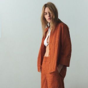 ZARA openwork embroidery shirt Oversized